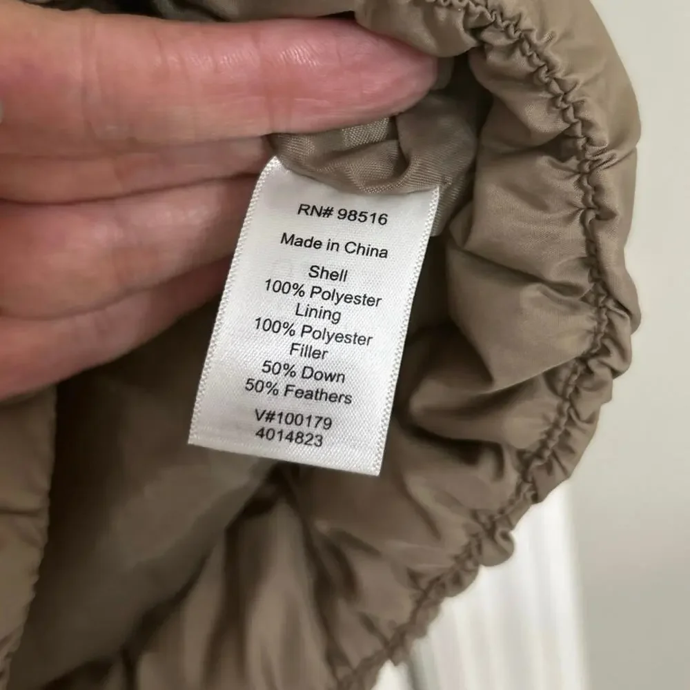 Coldwater Creek Taupe Down Puffer Vest Medium 10/12 Outdoor Active Neutral